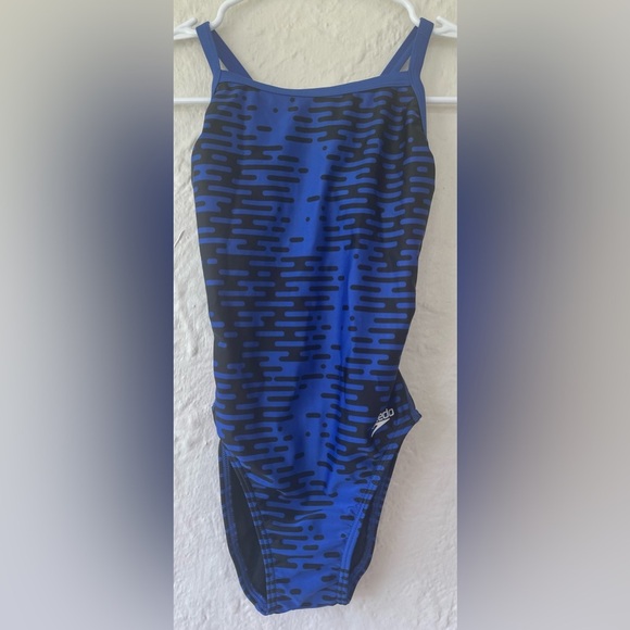 Speedo Women’s Blue/Black One piece Swimsuit Modern Matrix Flyback; Size 28 - Picture 1 of 6